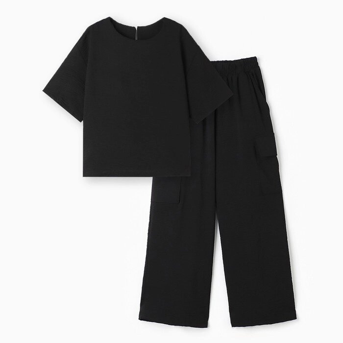 Костюм для девочки (футболка, брюки), цвет чёрный, рост 116 см от компании Интернет-гипермаркет «MOLL» - фото 1