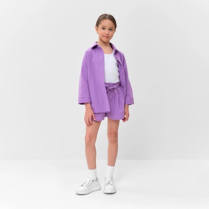 Костюм для девочки (рубашка и шорты) MINAKU, цвет сиреневый, рост 122-128 см от компании Интернет-гипермаркет «MOLL» - фото 1