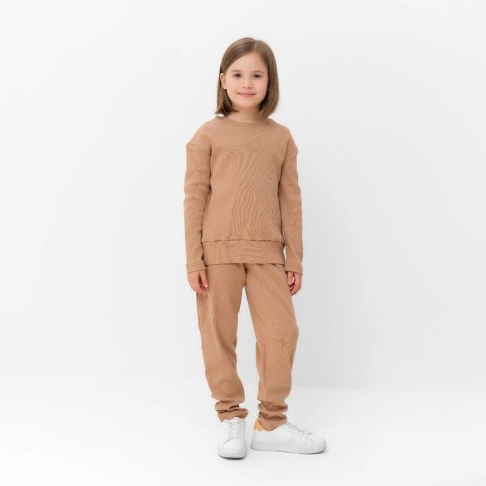 Костюм для девочки (свитшот, брюки) MINAKU цвет бежевый, рост 104 см от компании Интернет-гипермаркет «MOLL» - фото 1
