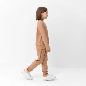 Костюм для девочки (свитшот, брюки) MINAKU цвет бежевый, рост 134 см