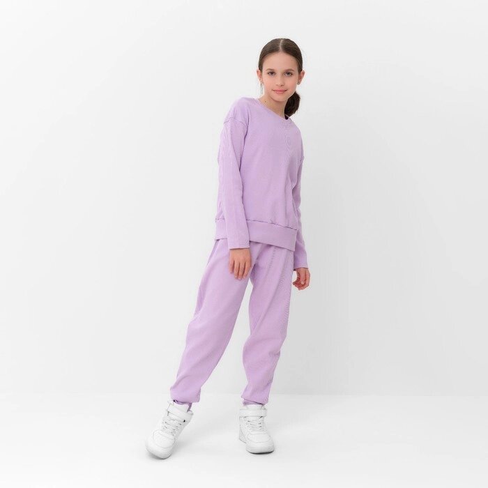 Костюм для девочки (свитшот, брюки) MINAKU цвет лиловый, рост 140 см от компании Интернет-гипермаркет «MOLL» - фото 1