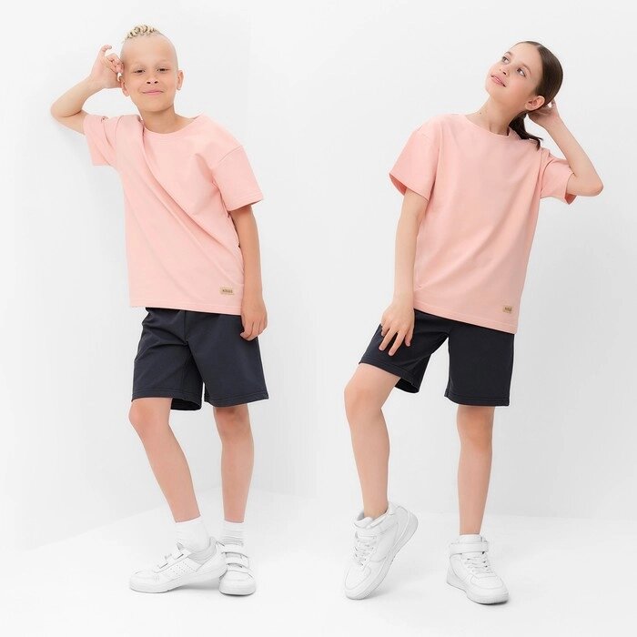 Костюм для мальчика (футболка, шорты) MINAKU цвет бежевый/ графит, рост 140 см от компании Интернет-гипермаркет «MOLL» - фото 1