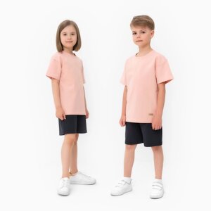 Костюм для мальчика (футболка, шорты) MINAKU цвет бежевый/ графит, рост 98 см