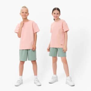 Костюм для мальчика (футболка, шорты) MINAKU цвет бежевый/ олива, рост 140 см