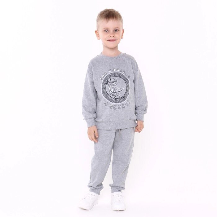 Костюм для мальчика (свитшот, брюки) А. Н3726, цвет  средне-серый меланж, рост 104 от компании Интернет-гипермаркет «MOLL» - фото 1