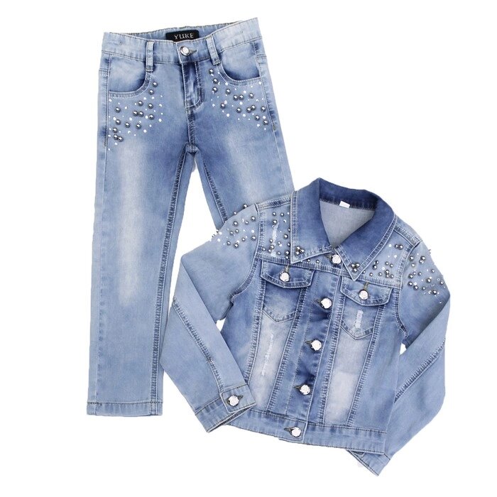 Костюм джинсовый для девочек, рост 104 см, цвет голубой от компании Интернет-гипермаркет «MOLL» - фото 1
