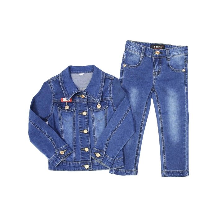 Костюм джинсовый для девочек, рост 104 см, цвет синий от компании Интернет-гипермаркет «MOLL» - фото 1