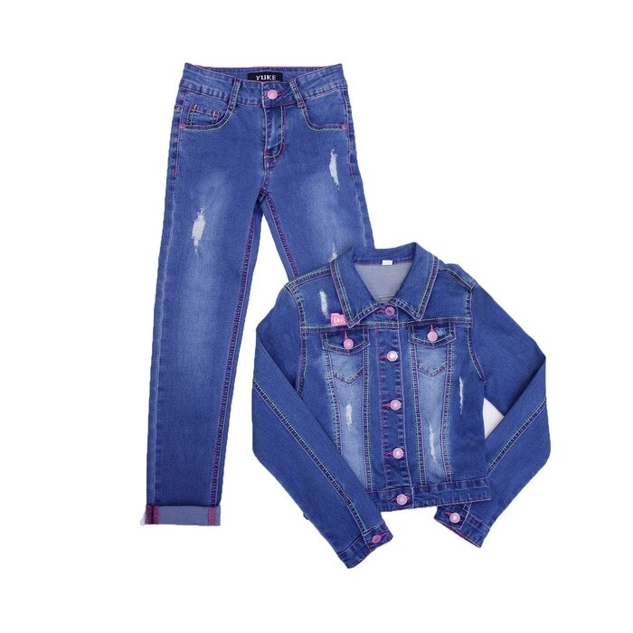 Костюм джинсовый для девочек, рост 122 см от компании Интернет-гипермаркет «MOLL» - фото 1