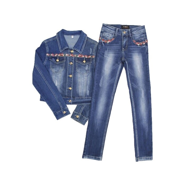Костюм джинсовый для девочек, рост 146 см, цвет синий от компании Интернет-гипермаркет «MOLL» - фото 1