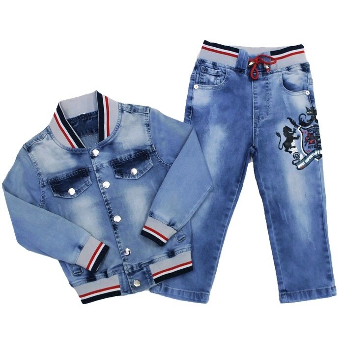 Костюм джинсовый для мальчиков, рост 104 см, цвет голубой от компании Интернет-гипермаркет «MOLL» - фото 1