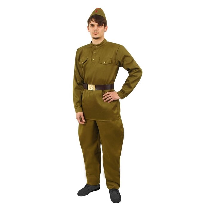 Костюм военного: гимнастёрка, брюки-галифе, ремень, пилотка, р. 54, рост 182 см от компании Интернет-гипермаркет «MOLL» - фото 1