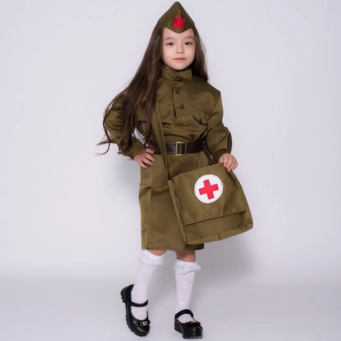 Костюм военного "Санитарка" для девочки, 3-5 лет рост 104-116 см от компании Интернет-гипермаркет «MOLL» - фото 1