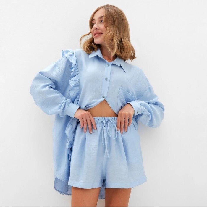 Костюм женский (блузка, шорты) MINAKU: Casual Collection цвет голубой , р-р 42 от компании Интернет-гипермаркет «MOLL» - фото 1