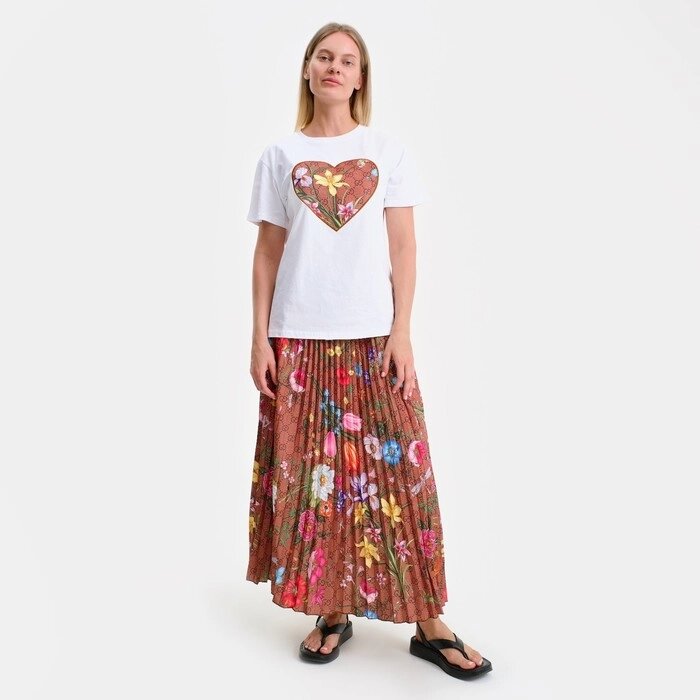 Костюм женский (футболка/юбка), цвет белый/коричневый, размер ONE SIZE от компании Интернет-гипермаркет «MOLL» - фото 1