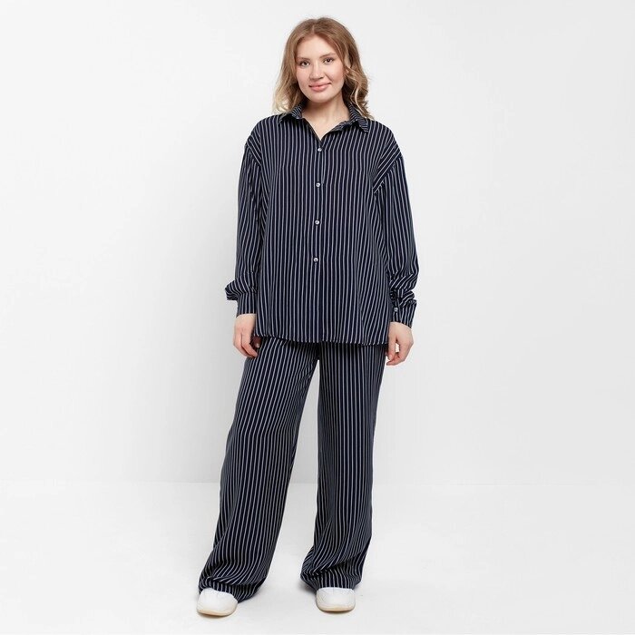 Костюм женский (рубашка, брюки) MINAKU: Enjoy цвет синий, размер 48 от компании Интернет-гипермаркет «MOLL» - фото 1