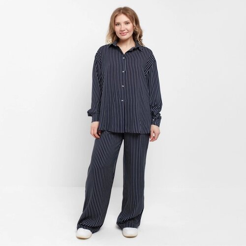 Костюм женский (рубашка, брюки) MINAKU: Enjoy цвет синий, размер 48
