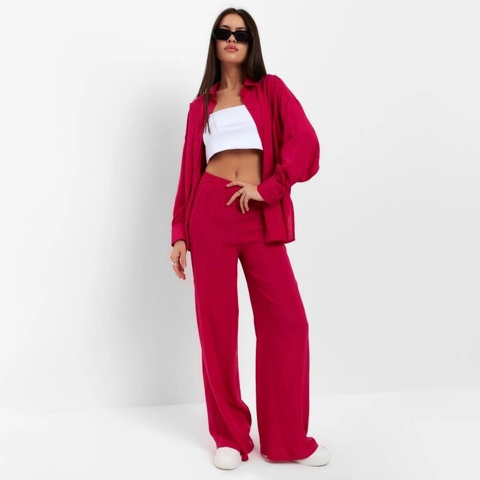 Костюм женский (рубашка и брюки) MIST р. 42, розовый от компании Интернет-гипермаркет «MOLL» - фото 1