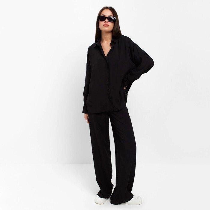 Костюм женский (рубашка и брюки) MIST р. 46, черный от компании Интернет-гипермаркет «MOLL» - фото 1