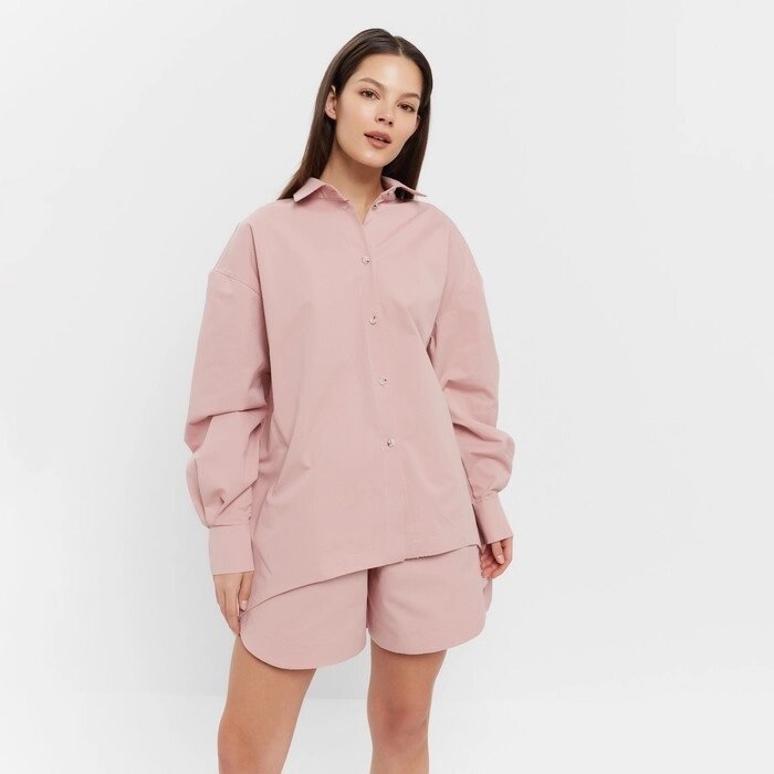 Костюм женский (рубашка, шорты) MINAKU: Oversize цвет тёмно-розовый, размер 46 от компании Интернет-гипермаркет «MOLL» - фото 1