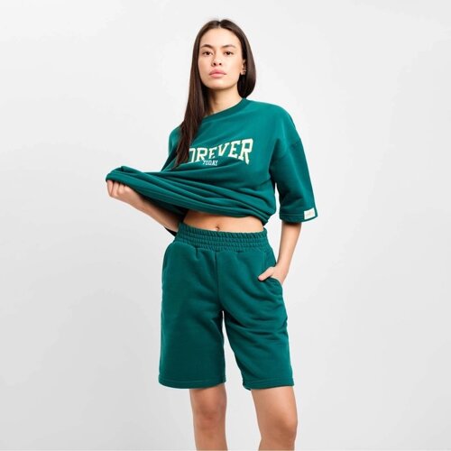 Костюм женский с шортами Mist Old School размер 48, цвет зелёный
