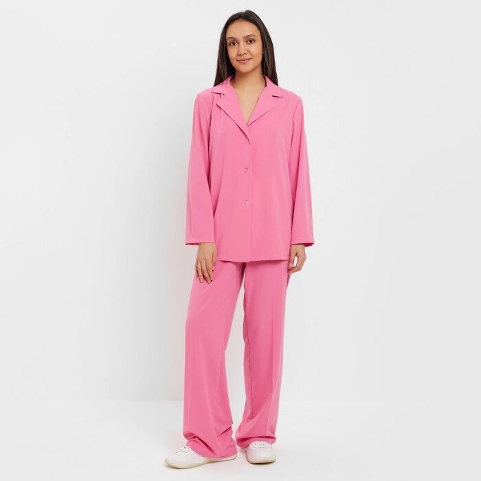 Костюм женский (жакет, брюки) MINAKU: Green trend цвет ярко-розовый, размер 42 от компании Интернет-гипермаркет «MOLL» - фото 1