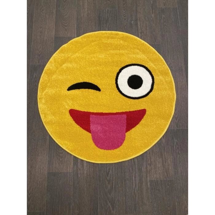 Ковёр круглый Smile nc17, 100x100 см, цвет yellow от компании Интернет-гипермаркет «MOLL» - фото 1
