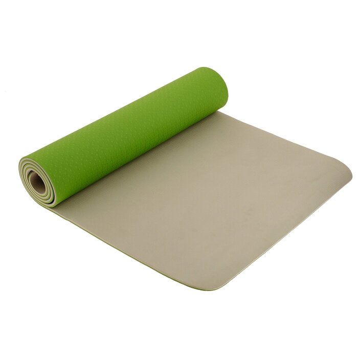Коврик для йоги 183  61  0,8 см, двухцветный, цвет зелёный от компании Интернет-гипермаркет «MOLL» - фото 1