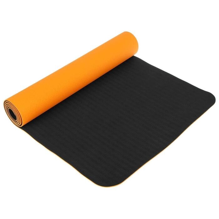 Коврик для йоги 183 х 61 х 0,6 см, двухцветный, цвет оранжевый от компании Интернет-гипермаркет «MOLL» - фото 1