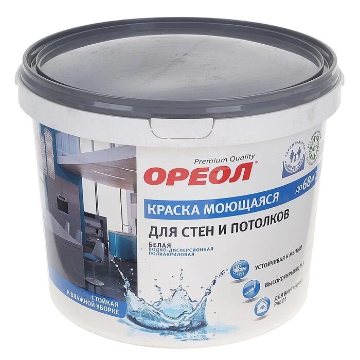 Краска водно-дисперсионная Ореол для внутренних работ моющаяся 6,5 кг от компании Интернет-гипермаркет «MOLL» - фото 1
