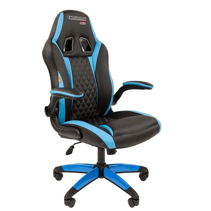 Кресло игровое Chairman game 15 экопремиум черный/ голубой от компании Интернет-гипермаркет «MOLL» - фото 1