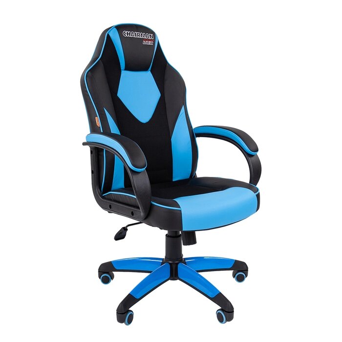 Кресло игровое "Chairman game 17", черный/голубой от компании Интернет-гипермаркет «MOLL» - фото 1
