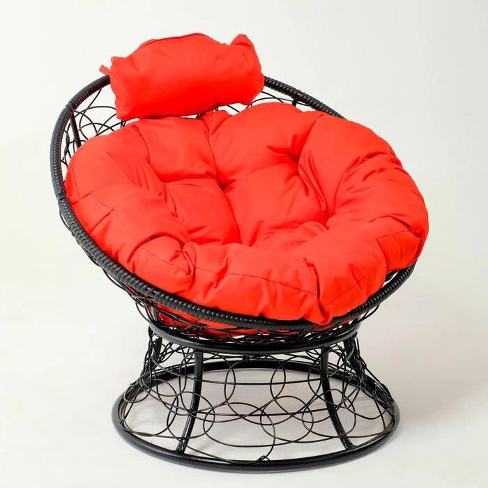 Кресло "Папасан" мини, ротанг, с красной подушкой, 81х68х77см от компании Интернет-гипермаркет «MOLL» - фото 1