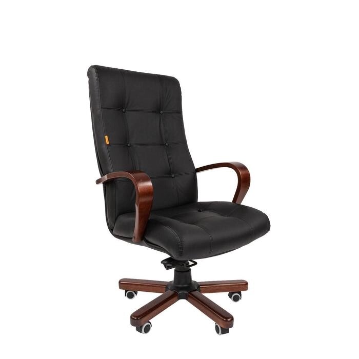 Кресло руководителя "Chairman" 424 WD кожа черная от компании Интернет-гипермаркет «MOLL» - фото 1