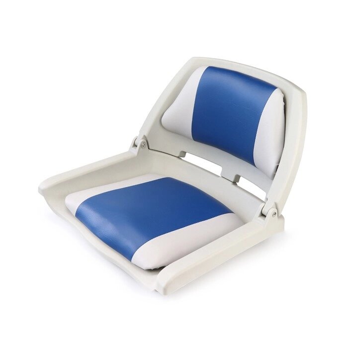 Кресло складное пластиковое с мягкими накладками, белый/синий от компании Интернет-гипермаркет «MOLL» - фото 1