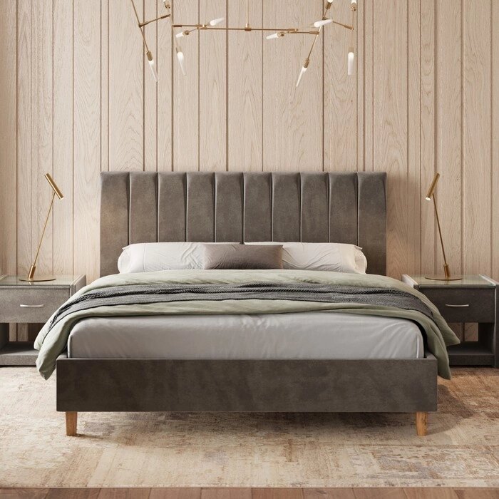 Кровать "Алькасар" без ПМ, 160200 см, встроенное основание, велюр, цвет велутто 36 от компании Интернет-гипермаркет «MOLL» - фото 1