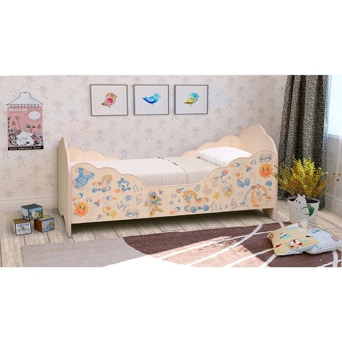 Кровать детская "Малышка №3", 1400  600 мм, цвет дуб млечный / фотопечать для мальчиков от компании Интернет-гипермаркет «MOLL» - фото 1
