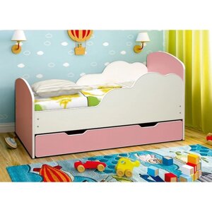 Кровать детская "Облака №1", 700 1400 мм, цвет белый/светло-розовый