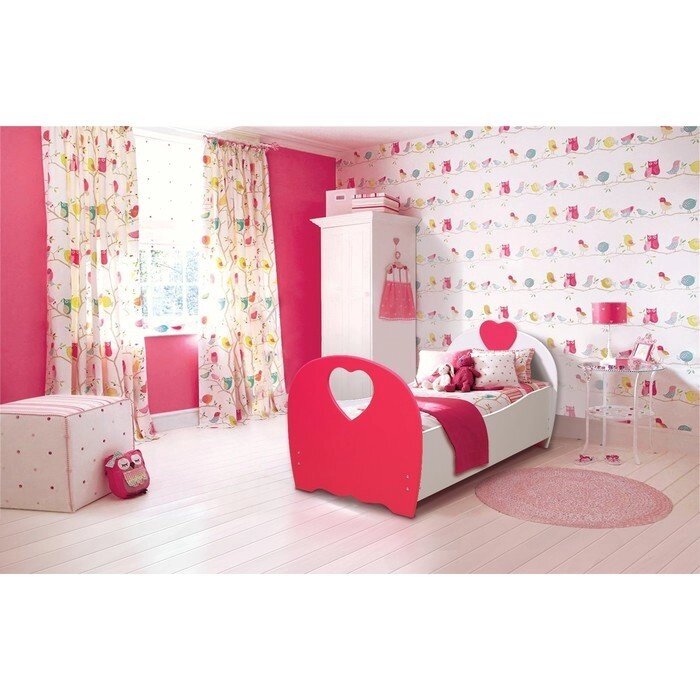 Кровать детская "Сердце", 800  1600 мм, цвет белый/красный от компании Интернет-гипермаркет «MOLL» - фото 1