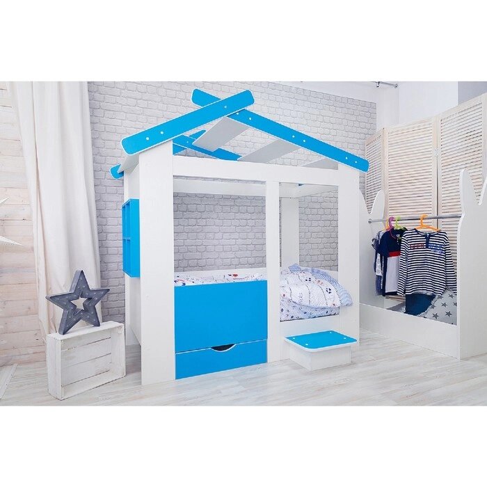 Кровать детская Теремок белый/голубой от компании Интернет-гипермаркет «MOLL» - фото 1