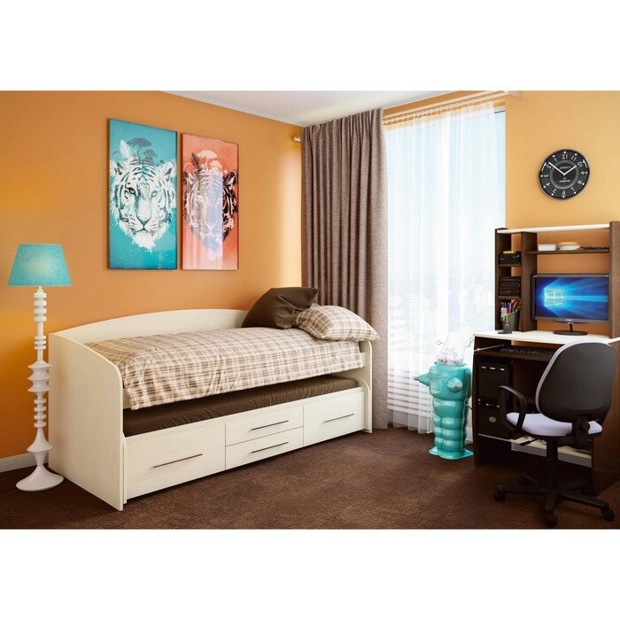Кровать двухъярусная "Адель 5", 80  190 см, цвет дуб молочный от компании Интернет-гипермаркет «MOLL» - фото 1