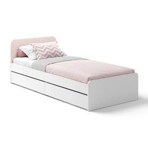 Кровать "Хедвиг", ортопедическое основавние, ящики, 200х90 см, цвет розовый велюр