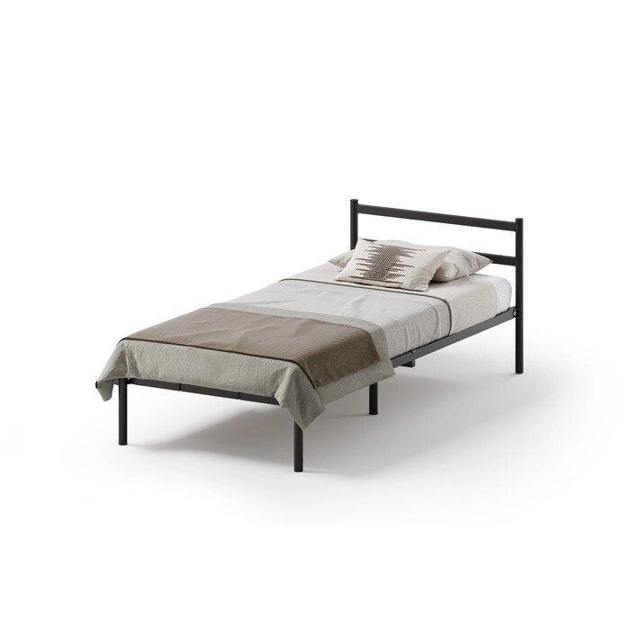 Кровать разборная металлическая "Мета", чёрная, c матрасом 900  2000 мм от компании Интернет-гипермаркет «MOLL» - фото 1