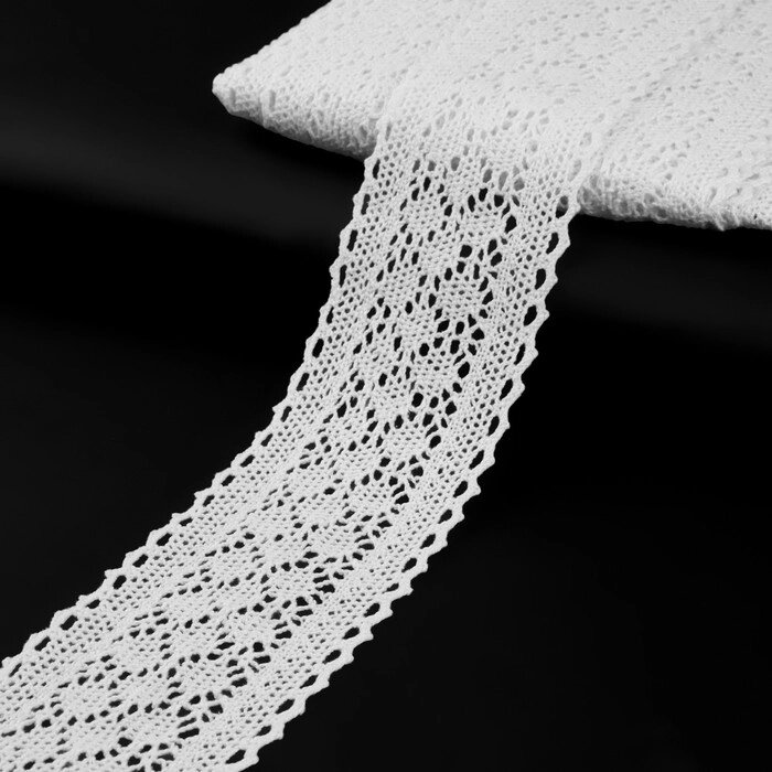 Кружево вязаное, 56 мм  10  1 м, цвет кипенно-белый от компании Интернет-гипермаркет «MOLL» - фото 1
