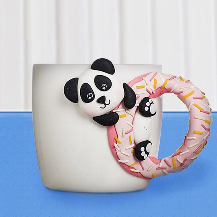 Кружка для декора полимерной глиной "Панда на пончике" 350 мл от компании Интернет-гипермаркет «MOLL» - фото 1