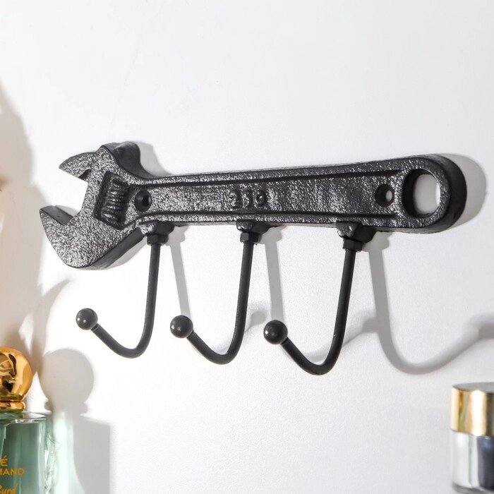 Крючки декоративные чугун "Разводной ключ" 11х24,5 см от компании Интернет-гипермаркет «MOLL» - фото 1