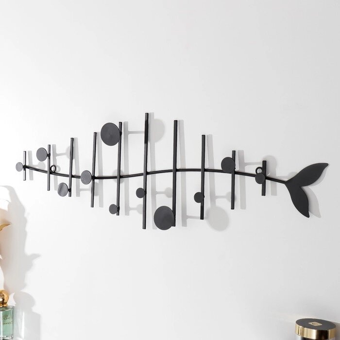 Крючки декоративные металл "Скелет рыбы" чёрный 21х62 см от компании Интернет-гипермаркет «MOLL» - фото 1