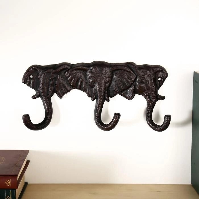 Крючки декоративные металл "Три слона" 12х25,5х4 см от компании Интернет-гипермаркет «MOLL» - фото 1
