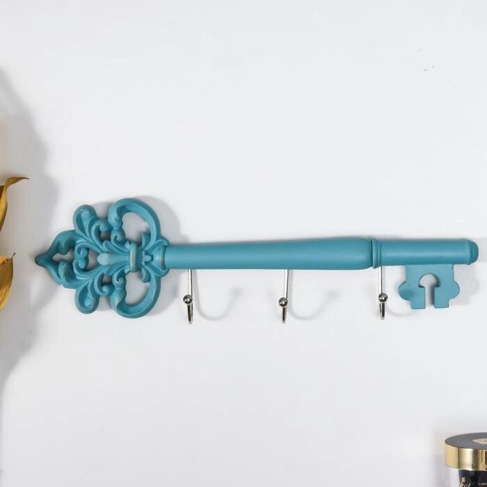 Крючки декоративные полистоун "Ключ ажурный" голубая патина 9х3х31,5 см от компании Интернет-гипермаркет «MOLL» - фото 1