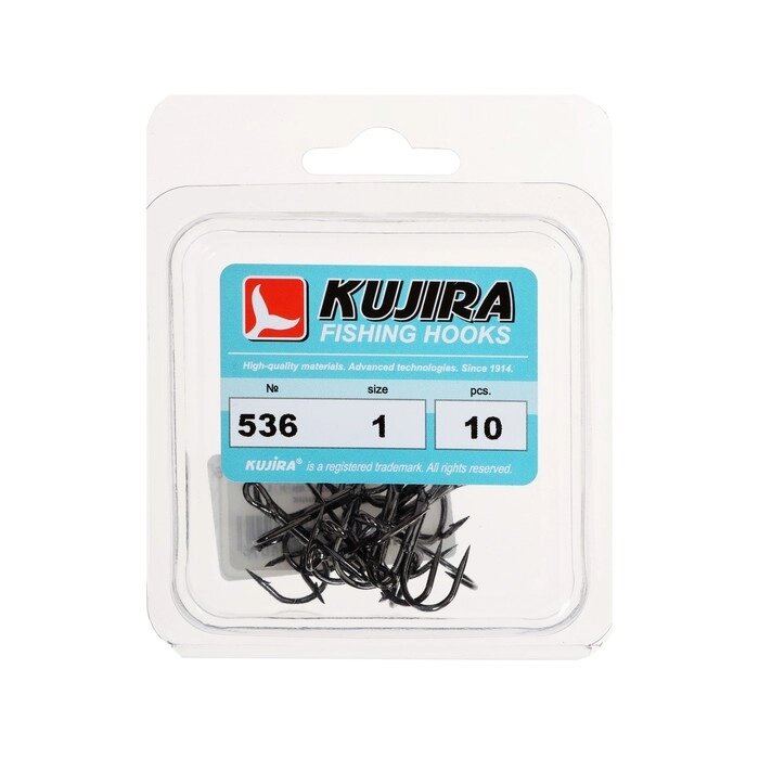 Крючки тройные Kujira 536, цвет BN, № 1, 10 шт. от компании Интернет-гипермаркет «MOLL» - фото 1