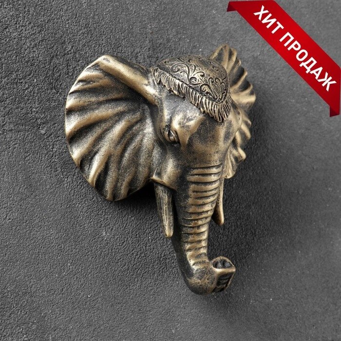 Крючок фигурный "Слон" бронза 4х12х13см от компании Интернет-гипермаркет «MOLL» - фото 1